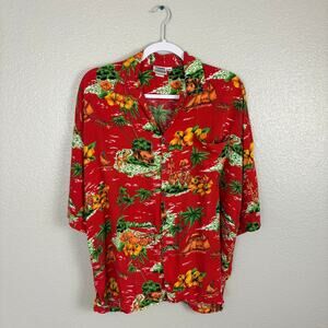 VTG Men’s Size XXL Jammin Shirts Hawaiian Tiki Motif Button Up Short Sleeve Top